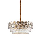 نجفة كريستال ذهبي اطار كريستال مدور