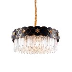 نجفة كريستال مدور ذهبي اطار اسود x دهبي عسلي