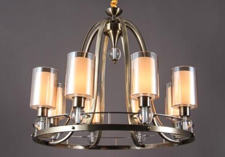 Creteil chandeliers, 5 arm, double metallic glass