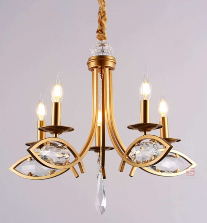 Creteil pendant, 5 arms, Copper, candle