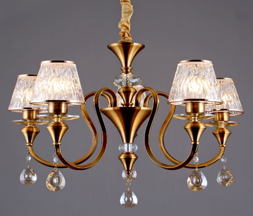 Creteil Chandelier - 5 Arms, Clear Glass + Crystal