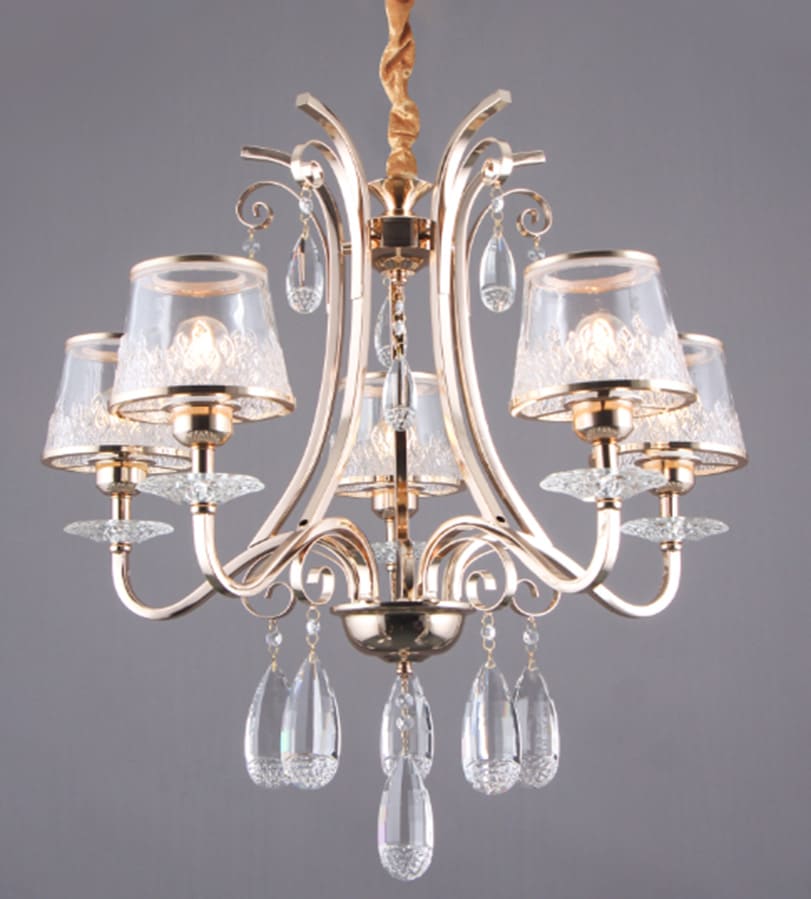 Creteil Chandelier, 5 Arms, Glass