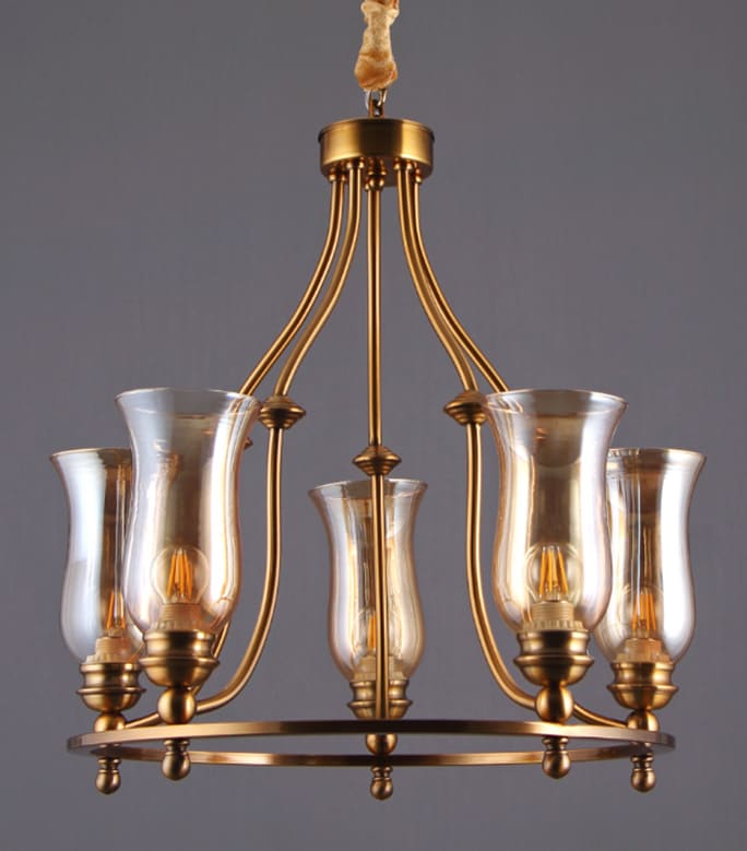Creteil Chandelier - 5 Arms Honey Glass