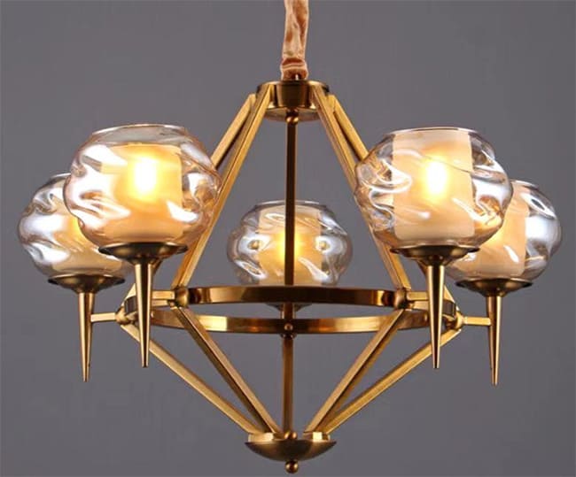 نجفة كريتال 5 دراع ذهبي زجاج عسلي زوجى