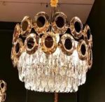 ⁦نجفة كريستال ذهبي اطار كريستال مدور⁩ - الصورة ⁦2⁩