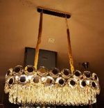 ⁦نجفة كريستال ذهبي اطار كريستال مستطيل⁩ - الصورة ⁦2⁩