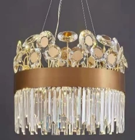 LED crystal chandelier, 3 colors, golden frame