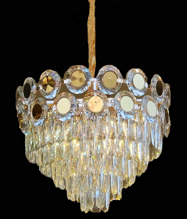 نجفة كريستال مدور ذهبي اطار كريستال 60 سم