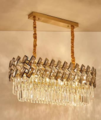 Golden crystal chandelier with honeycomb crystal frame